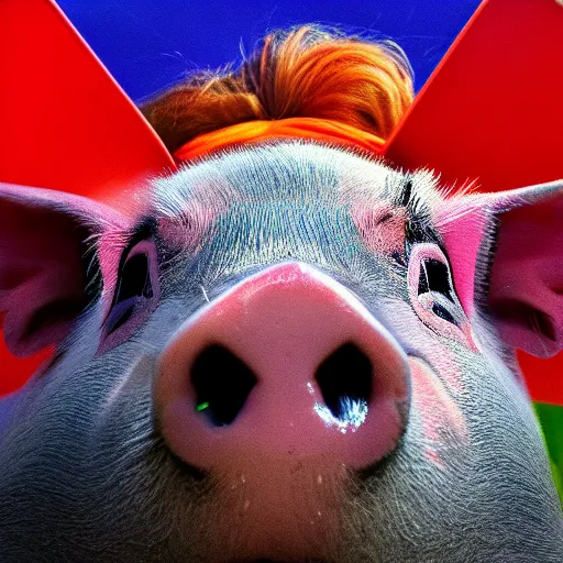 Prompt: happy pig in sky, epic hd award - winning professional selfie portrait 8 k