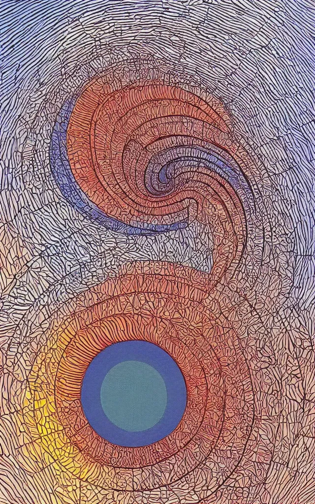 Image similar to a fibonacci sequence, cascading. retro minimalist art by jean giraud.