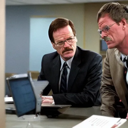 Prompt: the office scene of walter white is dwight schrutte