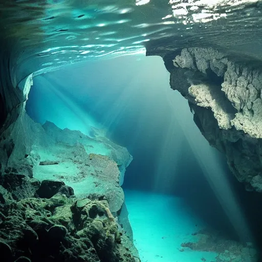 Image similar to dangerous depths of an underwater cave