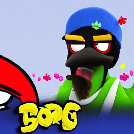 Image similar to Snoop Dogg in Angry Birds