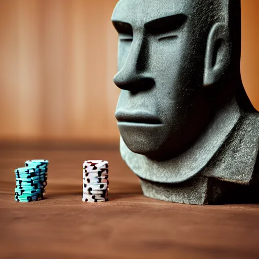 Image similar to moai head playing poker