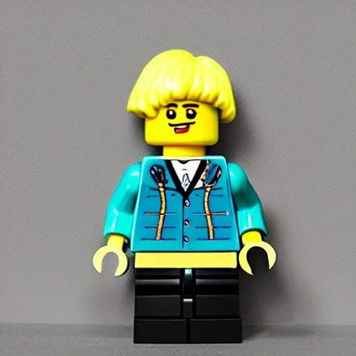 Image similar to billie eilish as a highly detailed lego figure