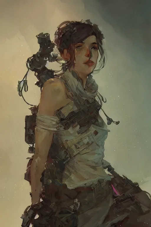Image similar to A full portrait of a beautiful post apocalyptic offworld sapper, intricate, elegant, highly detailed, digital painting, artstation, concept art, smooth, sharp focus, illustration, art by Krenz Cushart and Artem Demura and alphonse mucha
