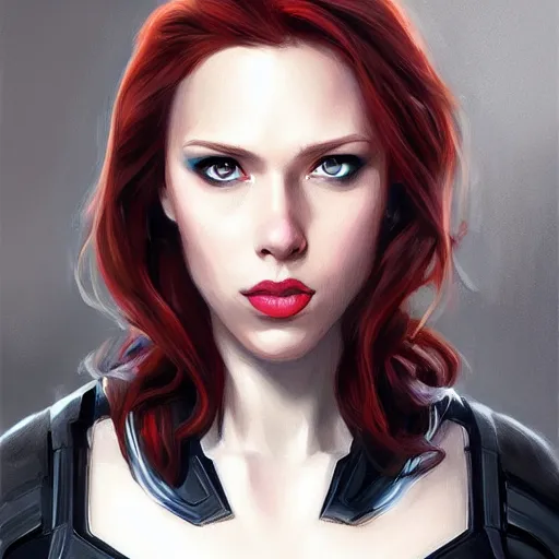 Prompt: Black Widow Portrait from Avengers by Mandy Jurgens