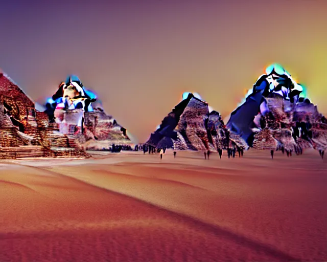 Image similar to pyramids of giza, ancient city of giza, octane render, cgsociety, 8 k, cinematic composition, trending on artstation