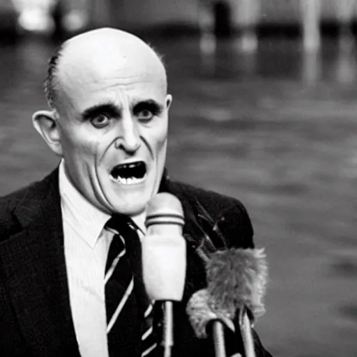 Prompt: vintage photo of Rudy Giuliani as Nosferatu
