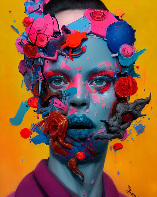 Image similar to portrait, most beautiful form of chaos, mixed media, a brutalist designed, vivid colours, cryptic, mystical, pop surrealism by james jean, roby dwi antono, ross tran, steven kenny, paul neberra, ashley wood, atmospheric, trending on artstation. 8 k masterpiece.