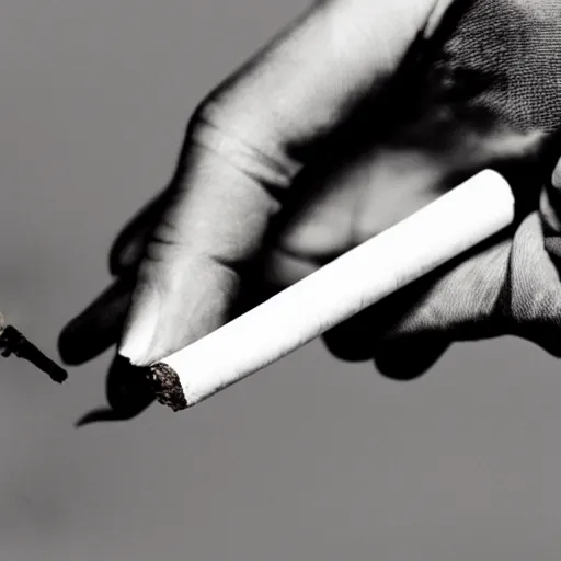 Image similar to cigarette in fingers, hand holding cigarette, hyper realistic