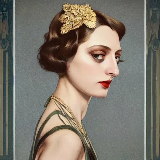 Prompt: full figure ultra realistic illustration, angela sarafyan wearing a 1 9 2 0 s flapper dress, 1 9 2 0 s hair, 1 9 2 0 s brooklyn, intricate, elegant, highly detailed, digital painting, artstation, concept art, smooth, sharp focus, illustration, art by artgerm and greg rutkowski and alphonse mucha