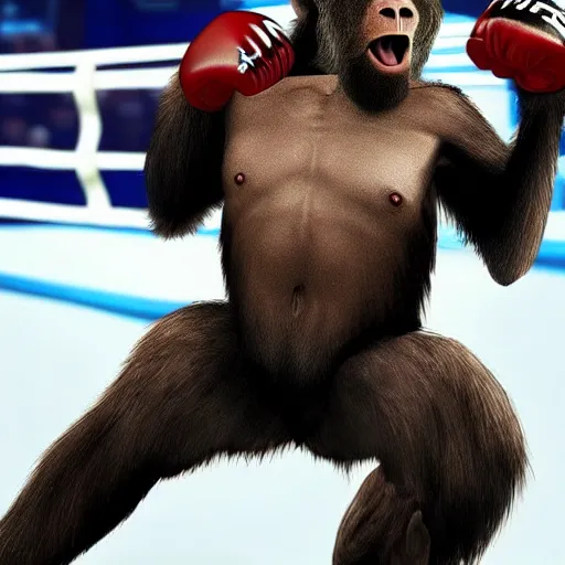 Prompt: a monkey in an mma fight, hyper realistic