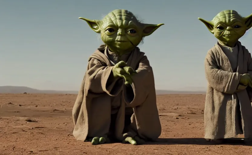 Prompt: still of Yoda in Better Call Saul (2014), cinematic, very symmetrical, shot by Wes Anderson, realistic