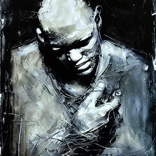 Prompt: sandman, morpheus, paint by Guy Denning