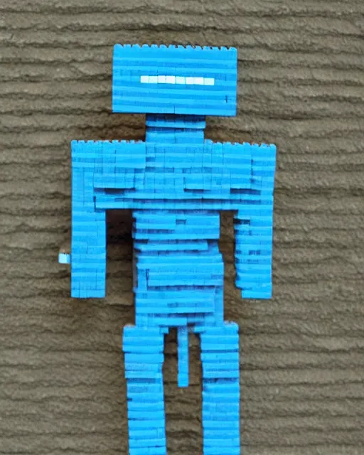 Image similar to alien species of tiny blue humanoids made of blocks, living pixel aliens, minecraft creature, miniscule, small, tiny, noble, elegant, mysterious