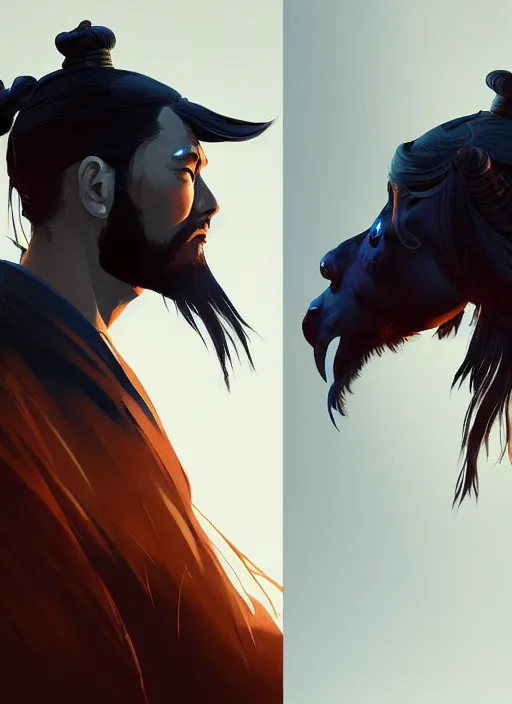 Prompt: side profile centered painted portrait, ronin in ghost of tsushima, matte painting concept art, japanese art, beautifully backlit, swirly vibrant color lines, fantastically gaudy, aesthetic octane render, 8 k hd resolution, by ilya kuvshinov and cushart krent and gilleard james