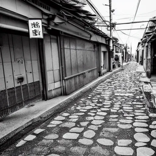 Image similar to abandoned street of tokyo with stone of people