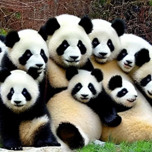 Image similar to TOO MANY PANDAS