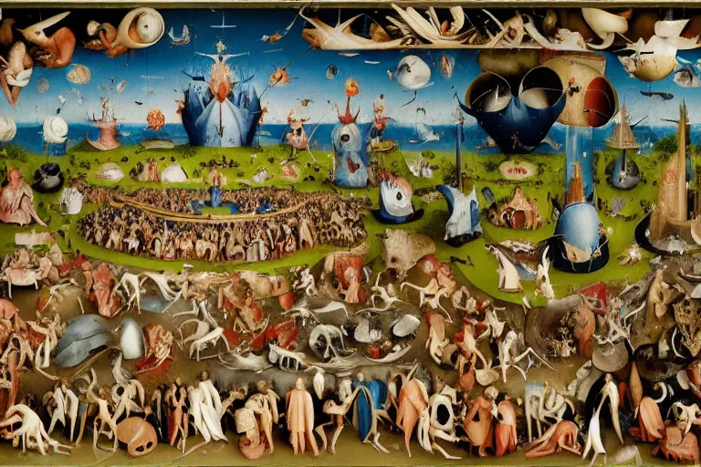Prompt: hieronymus bosch garden of earthly delights, diorama, panorama, hd, 8 k
