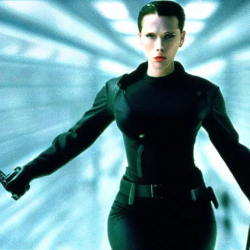 Image similar to a still of Scarlett Johansson in The Matrix (1999)