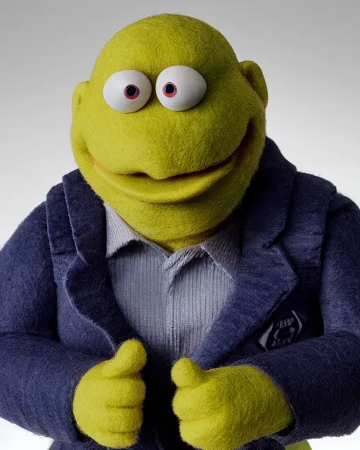 Image similar to hank schrader as a muppet. highly detailed felt. hyper real photo. 4 k.