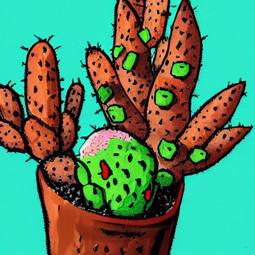 Prompt: Cactus ice cream, digital art