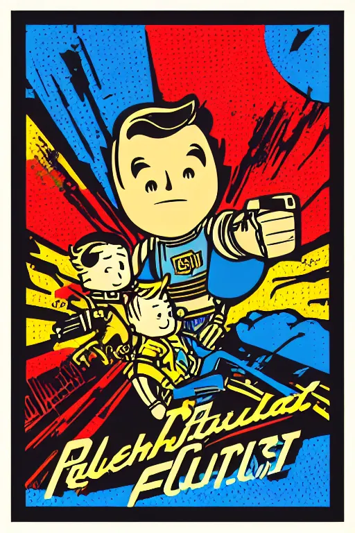 Image similar to fallout 7 6 retro futurist illustration art by butcher billy, sticker, colorful, illustration, highly detailed, simple, smooth and clean vector curves, no jagged lines, vector art, smooth andy warhol style