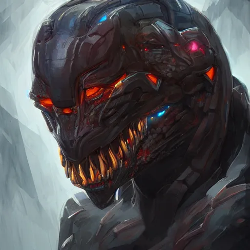 Image similar to Cyborg dragon portrait, artstation