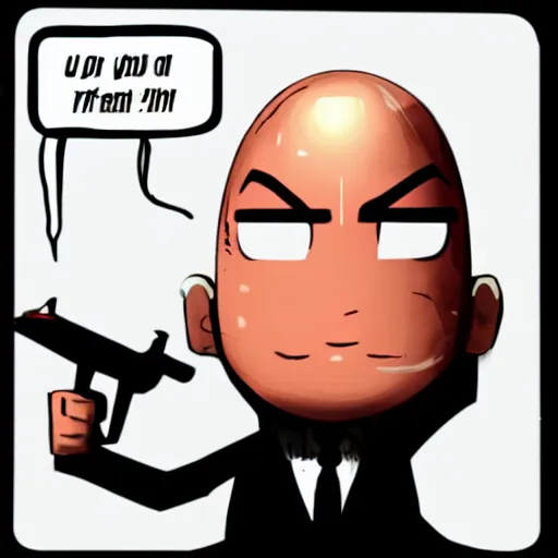 Prompt: Agent 47 taking a bubble bath