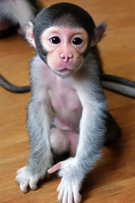 Image similar to a cross between puppy, monkey and baby