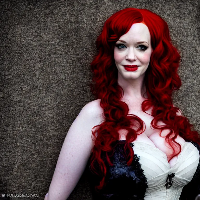 Image similar to full body photograph of christina hendricks as a vampire queen, extremely detailed. dslr. 8 5 mm.