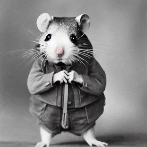 Image similar to a hamster wearing an american military clothes in fighting in ww 2
