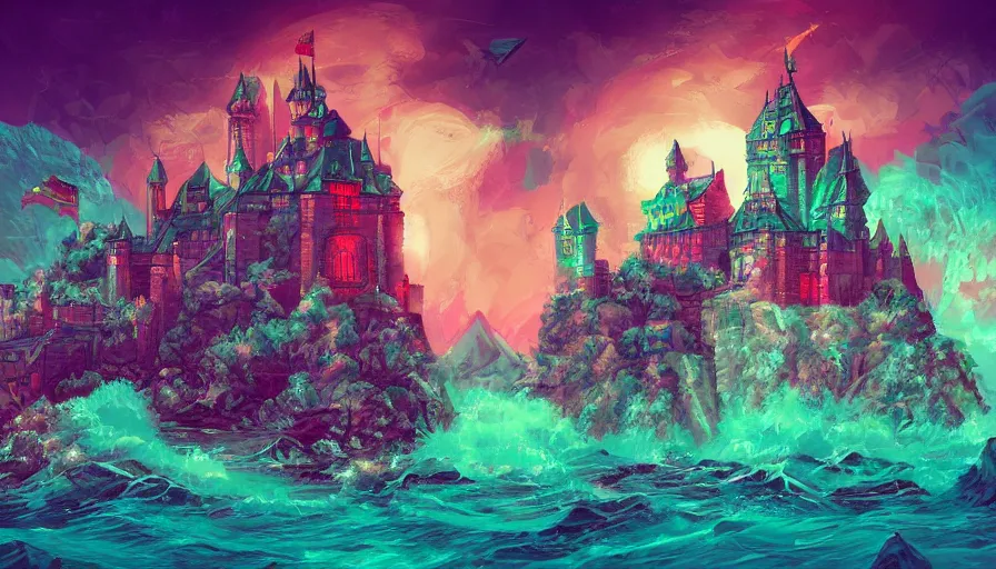 Image similar to a old castle, epic retrowave art, trending on art station