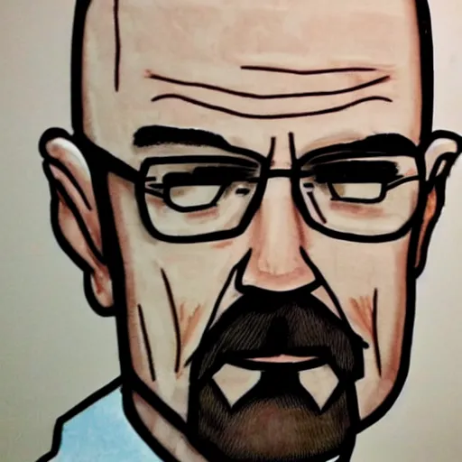 Image similar to walter white badly drawn by a 5 year old