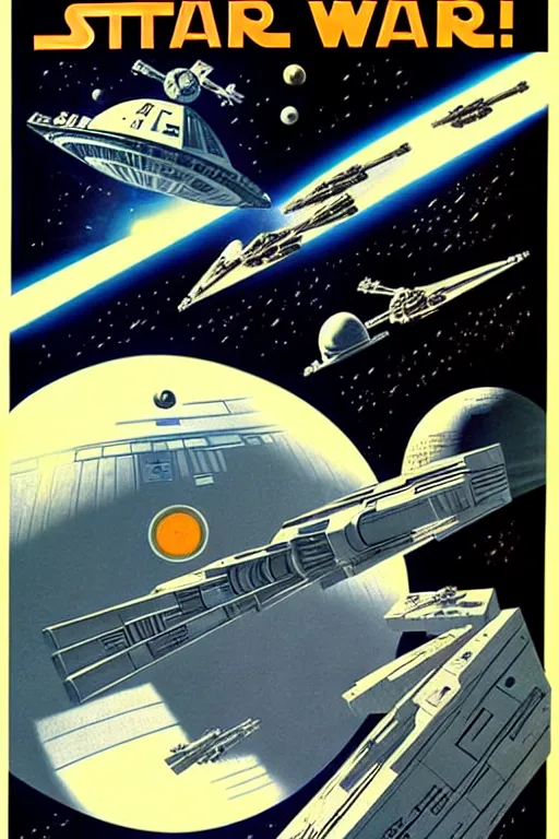 Prompt: star wars, space, spaceship, ussr poster, art by grewski