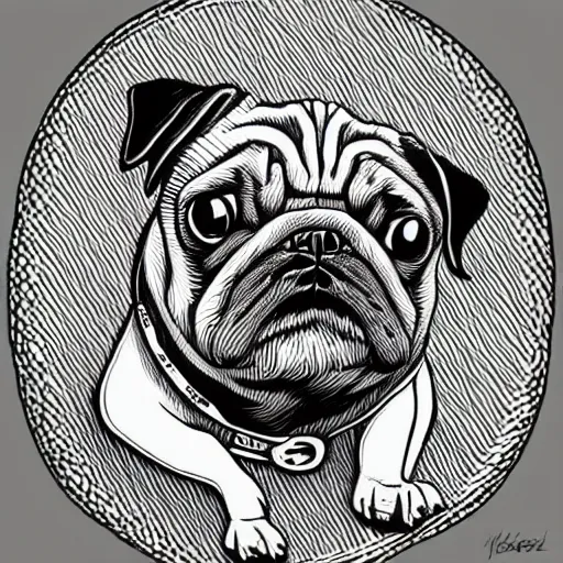 Prompt: mcbess illustration of a cute pug