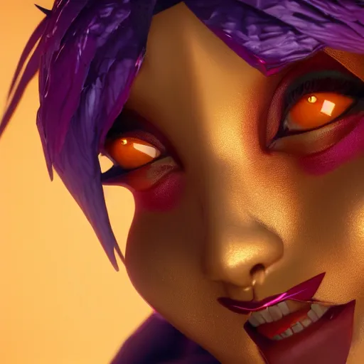 Image similar to still close up of pretty Xayah (LoL) in KDA More music video. 3d render, octane render, game art, realistic, highly detailed, trending on artstation, 4k, trending on artstation, pixar, cgsociety, unreal engine 5, redshift render, trending on artstation, blender, behance, cg