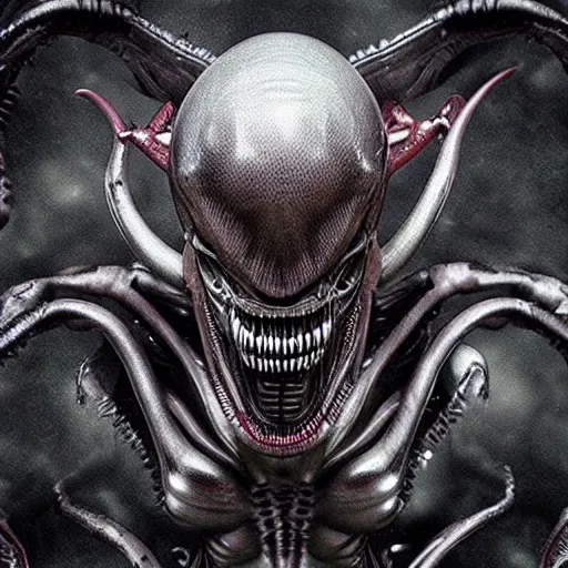 Prompt: “Alien, xenomorph, god of death, dark, evil, fantasy, intricate detail , realistic render”
