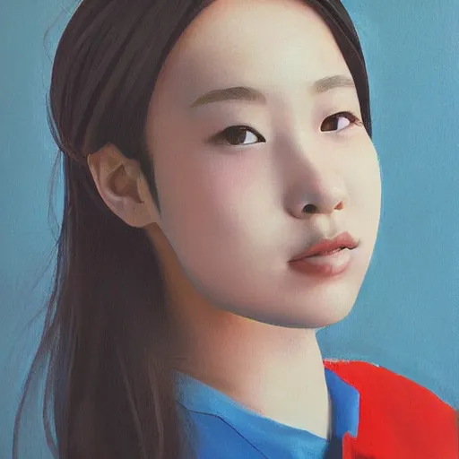 Image similar to a high detail portrait of high school girl by makoto sinkai, in simple background, CLIP STADIO, mad painting