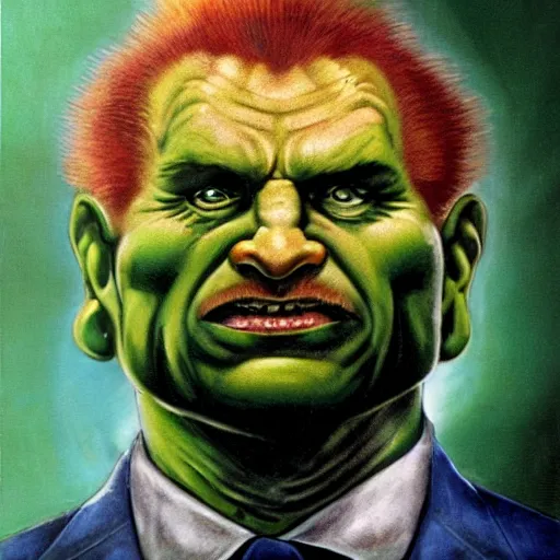 Prompt: hulk with the face of jacque fresco