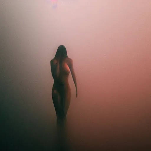 Image similar to a blurry closeup picture of woman's skin gripped tightly, female bodies, hands, dripping wet, no face, macro photography, long exposure photograph, surrealism, anamorphic bokeh, cozy, soft light, cyan and orange, caustic, atmospheric fog, octane render, cinematic