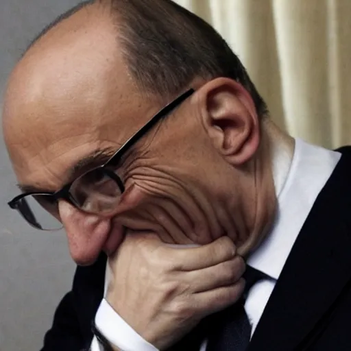 Image similar to dramatic photo of Enrico Letta just discovered that he just lost the elections