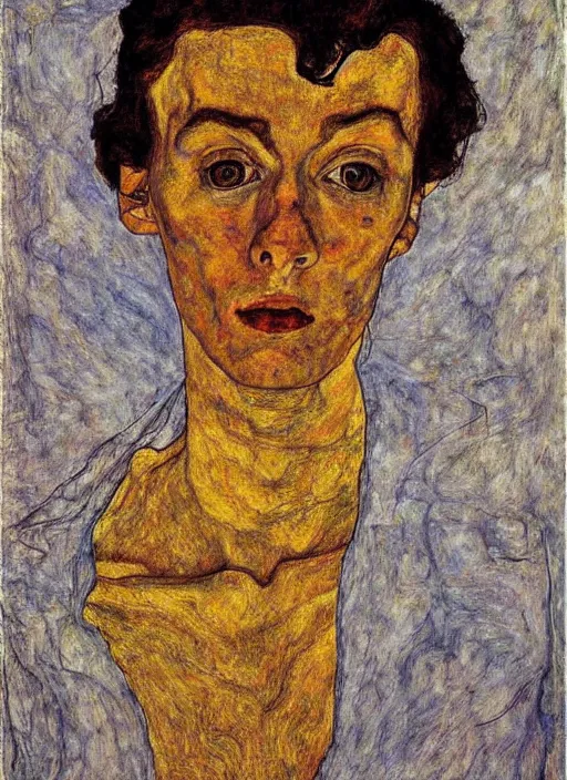 Prompt: shadows in the dark, backlight, extremely realistic and highly detailed painting by egon schiele, soft light, gold ratio