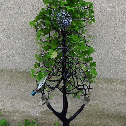 Image similar to mechanical cyber tree of life cross ivy vine botanical contraption