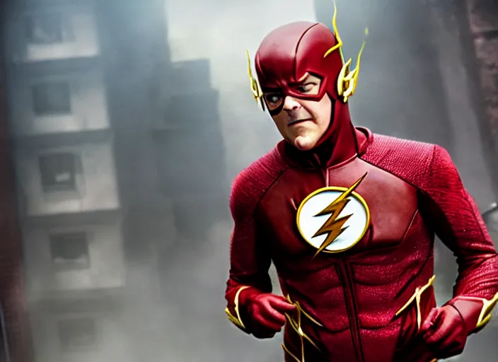 Image similar to film still of jack black as the flash in the new flash movie, 4 k