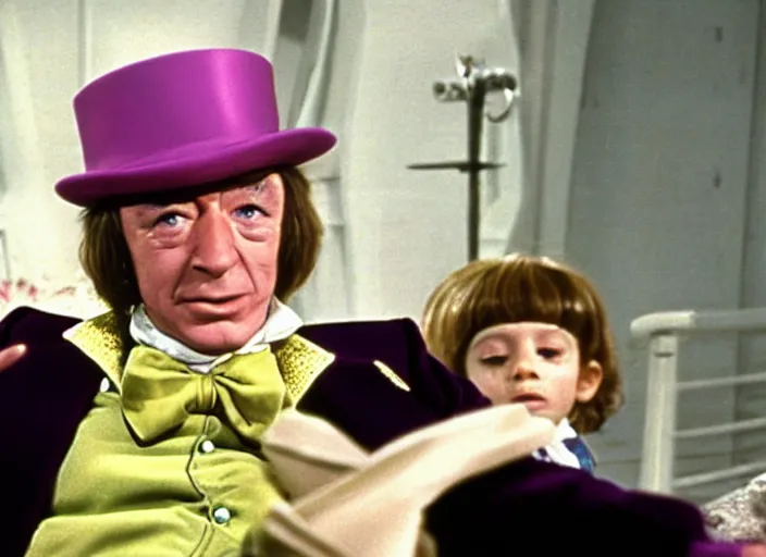 Image similar to film still of Ian McKellan as Willy Wonka in Willy Wonka and the Chocolate Factory 1971