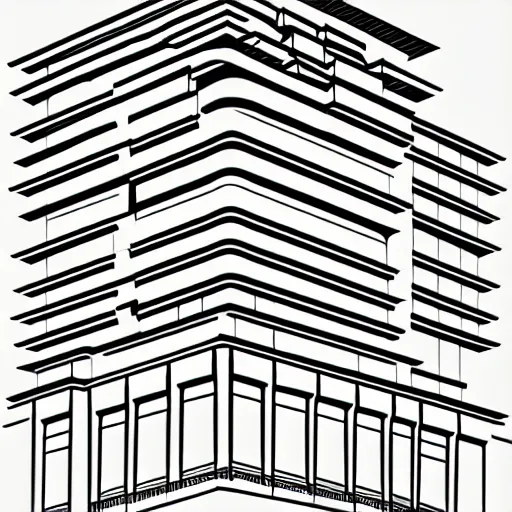 Image similar to an architectural dream, line vector art