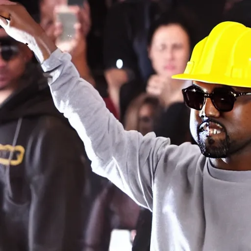 Image similar to photo of kanye west wearing a hard hat