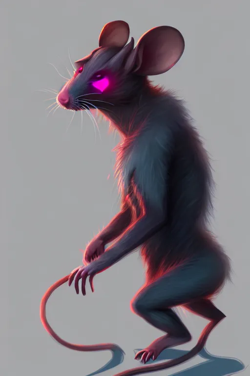 Image similar to a rat fursona, trending on artstation, by kawacy, furry art, digital art, cyberpunk, high quality, backlighting