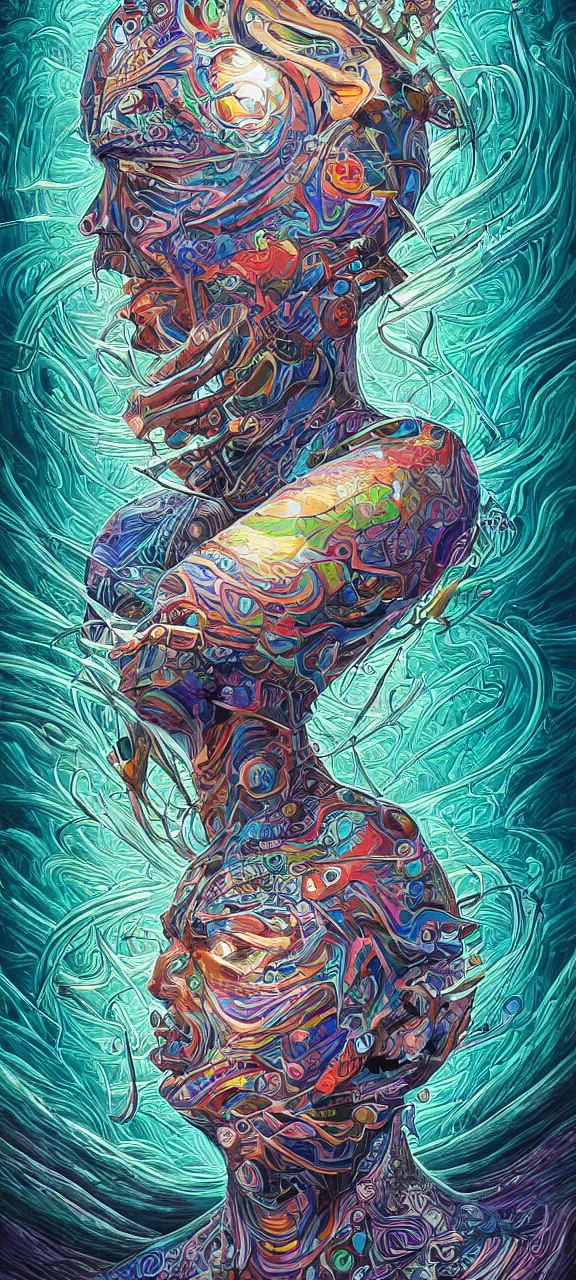 Image similar to android jones alex grey android jones alex grey mark cooper, artgerm artstation award winning photorealistic detailed hypervivid intense fantasy concept art, hypervivid intense mcbess, the sea by dan mumford