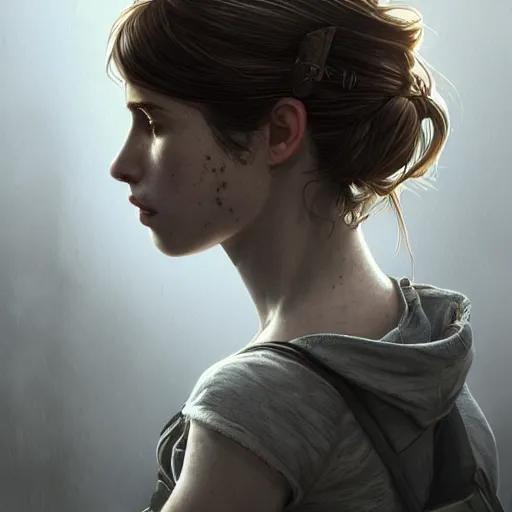 Prompt: ultra realistic illustration, emma roberts from last of us, intricate, elegant, highly detailed, digital painting, artstation, concept art, smooth, sharp focus, illustration, art by artgerm and greg rutkowski and alphonse mucha